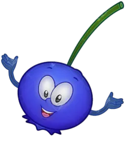 🍒 myrtille, dessin animé, fruit, souriant, personnage whatsapp sticker