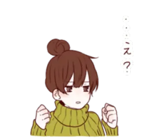😑 .....ス? cartoon, woman, sweater, cute, anime whatsapp sticker