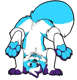 🙃 Furry, Kartun, Binatang, Biru, Rubah whatsapp sticker
