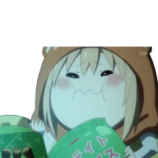 ☹ ポテトチップス anime, cute, snack, potato chips, food, eating telegram sticker