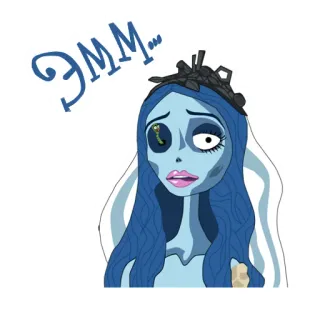 😐 Emily Corpse Bride Эмм... 僵尸新娘, 艾米丽, 卡通, 动画, 贴纸, 蒂姆·伯顿, 新娘, 哥特 whatsapp sticker