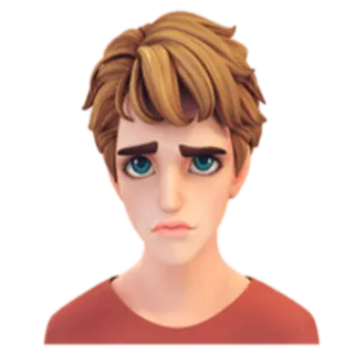 😕 Dessin animé, Portrait, Garçon, Homme, Personne, Portrait (tête), Personnage whatsapp sticker