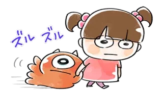 🐰 ズルズル 만화, 괴물, 소녀, 애니메이션, 귀여운, 안경, 질질 끄는 telegram sticker