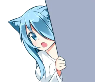 👀 Anime, Cartone animato, Ragazza, Carina, Personaggio, Manga, Capelli blu, Orecchie da gatto telegram sticker