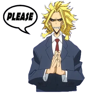 🙏 All Might My Hero Academia PLEASE anime, character, hero, pleading, request telegram sticker