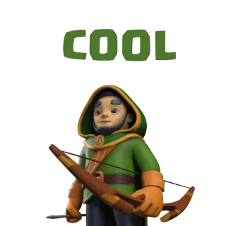 😀 COOL arqueiro, flecha, menino, legal, desenho animado, personagem telegram sticker