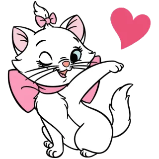❤️ Marie The Aristocats kat, kitten, schattig, hart, cartoon, Disney telegram sticker