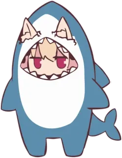 😶 Anime, Tubarão, Fofo, Kawaii, Desenho animado whatsapp sticker