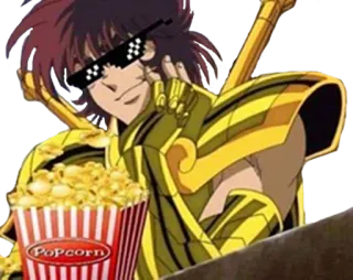😎 Popcorn Anime, Palomitas, Personaje, Gafas whatsapp sticker