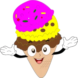 😄 sorvete, sobremesa, comida, desenho animado, doce, doce, cone, personagem telegram sticker