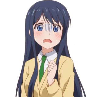 😨 anime, cartoon, character, girl, schoolgirl, worried, scared telegram sticker