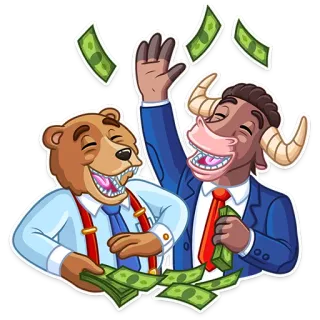 🤑 медведь, бык, деньги, финансы, фондовый рынок, бизнес telegram sticker