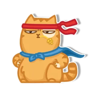😑 gato, ninja, animal, dibujo animado, luchador telegram sticker