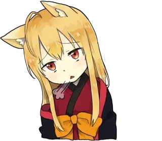 😤 Anime, Fofo, Kawaii, Garota raposa, Kemonomimi, Orelhas de raposa, Sonolento, Língua whatsapp sticker