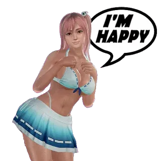 😃 I'M HAPPY Anime, Nữ, Váy, Đồ bơi, Vui vẻ telegram sticker