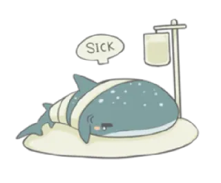 🤕 Sick animal, fofo, tubarão, doente, curativo, baleia telegram sticker