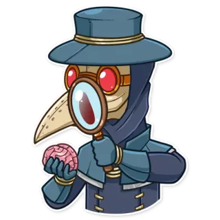🔍 dokter wabah, kaca pembesar, otak, masker, medis, steampunk telegram sticker