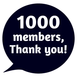 😵 1000 members, Thank you! celebração, membros, obrigado, conquista, comunidade telegram sticker