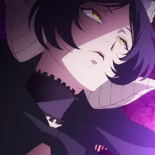 🩸 anime, demon, horns, purple, character, devil whatsapp sticker