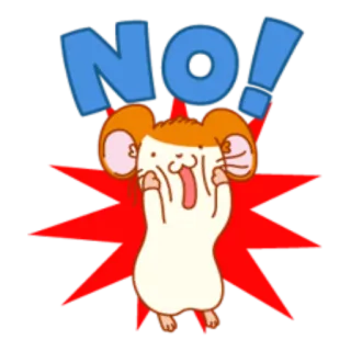 😔 NO! chuột hamster, không, không đồng ý, từ chối, dễ thương, hoạt hình telegram sticker