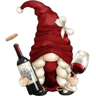 🫥 gnome, wine, red wine, holiday, celebration, alcohol telegram sticker