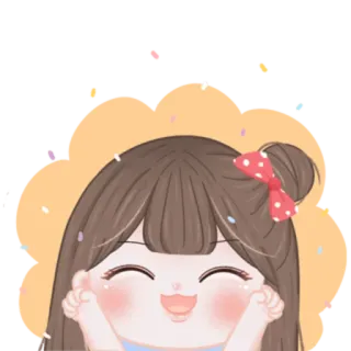 🎀 girl, cute, cartoon, happy, cheerful, kawaii, smiling, hair bow telegram sticker