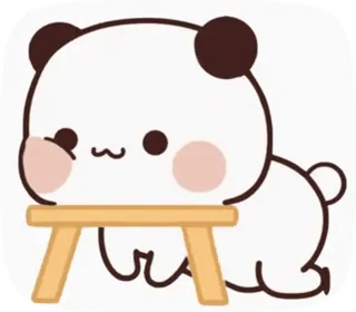 😄 Panda, Fofo, Desenho animado, Cadeira, Animal, Kawaii telegram sticker