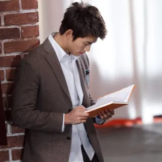 📖 man, reading, book, student, asian, portrait telegram sticker