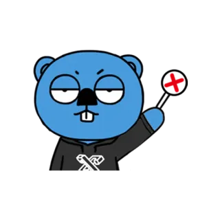 ❌ beaver, cartoon, blue, character telegram sticker