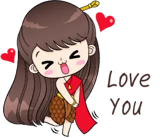 😆 Love You amor, afeição, fofo, desenho animado, coração telegram sticker