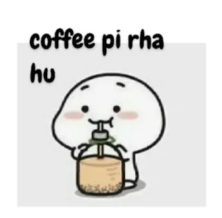 😋 coffee pi rha hu cà phê, thức uống, hoạt hình, dễ thương, kawaii, đồ uống telegram sticker