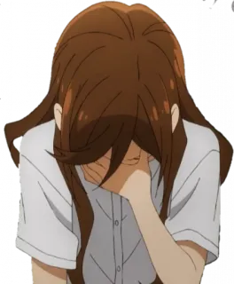 🤦‍♀ Anime, Chorando, Triste, Garota, Uniforme escolar telegram sticker