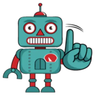 ☝ Робот, Мультфильм, Иллюстрация, Персонаж, Цифровое искусство, Указывает telegram sticker