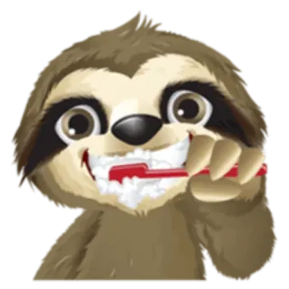 🧖‍♀ bicho-preguiça, escovar os dentes, higiene, escova de dentes, desenho animado, animal whatsapp sticker