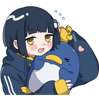 🙃 アニメ, 可愛い, ペンギン, 女の子, ステッカー, 漫画 telegram sticker