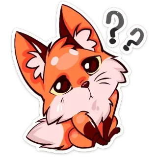 ❓ rubah, binatang, lucu, pertanyaan, bingung, stiker, kartun telegram sticker