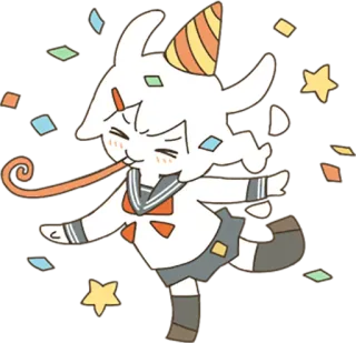 🎉 party, celebration, confetti, anime, cute, cartoon, illustration, hat, birthday whatsapp sticker