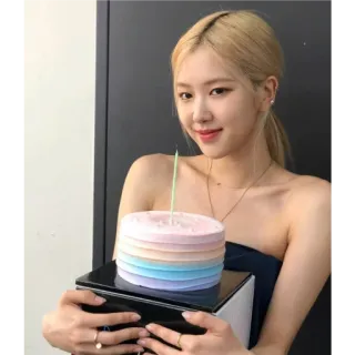 🙂 Rosé kpop, певец, айдол, торт, день рождения, портрет, женщина whatsapp sticker