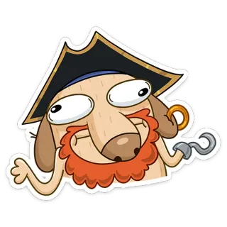 🤷‍♂ 해적, 개, 만화, 동물, 갈고리, 모자, 웃긴 whatsapp sticker