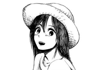 💛 menina, anime, mangá, chapéu, sorriso, fofo telegram sticker
