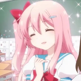☺️ anime, dziewczyna, słodkie, różowe włosy, mundurek szkolny telegram sticker