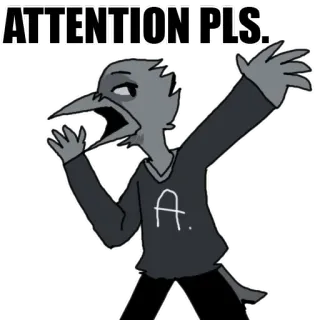 ‼️ ATTENTION PLS. attenzione, uccello, personaggio, cartone animato, urlo, messaggio telegram sticker
