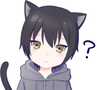 ❔ ? Anime, Signo de interrogación, Orejas de gato, Lindo, Pegatina, Dibujo animado telegram sticker