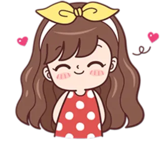 😊 cartone animato, ragazza, carino, kawaii, adesivo, pois rossi, fiocco, amore telegram sticker
