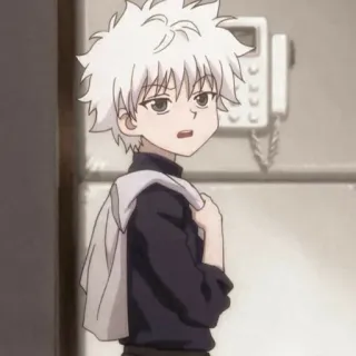 🌑 Killua Zoldyck Hunter x Hunter 애니메이션, 소년, 흰머리, 만화, 키르아, 조르딕 telegram sticker