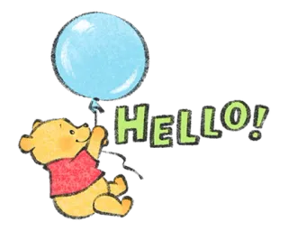 🧁 Winnie the Pooh HELLO! 위니 더 푸, 풍선, 귀여운, 만화, 안녕하세요, 인사 telegram sticker