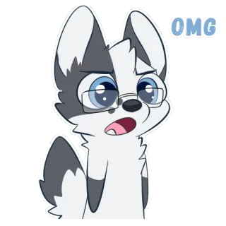 😐 OMG ハスキー, 犬, マジか, サプライズ, 漫画, 動物, 可愛い telegram sticker