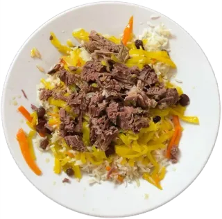 🍚 jedzenie, pilaw, ryż, mięso, marchewki, danie telegram sticker