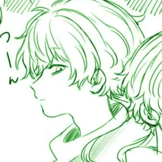 🌟 つーん Anime, Manga, Con trai, Xanh lá cây, Phác thảo whatsapp sticker