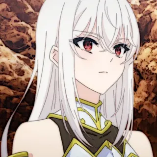 🍪 anime, white hair, red eyes, girl, female, character telegram sticker